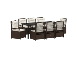 Maison Exclusive - Conjunto De Comedor De Jardín 9 Pcs Marrón Ratán Sintético