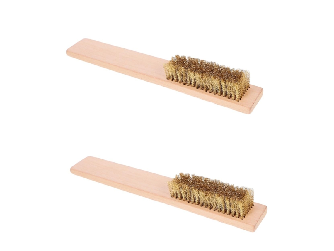 Juego de 2 cepillos de limpieza para esquís y tablas de snowboard con mango apilable para cera y suciedad.