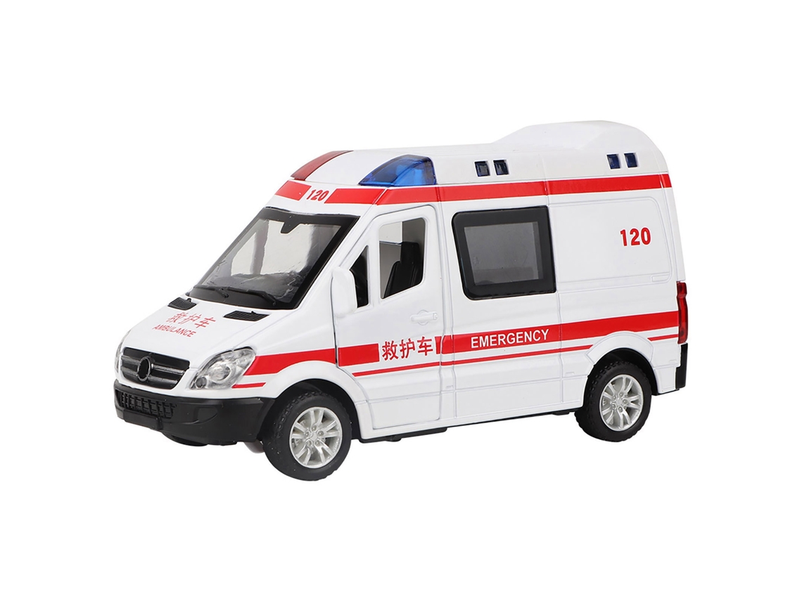 Modelo De Ambulância De Resgate Diecast Em Liga 1:36 Com Luz Som E Função De Retorno Para Brinquedo Infantil