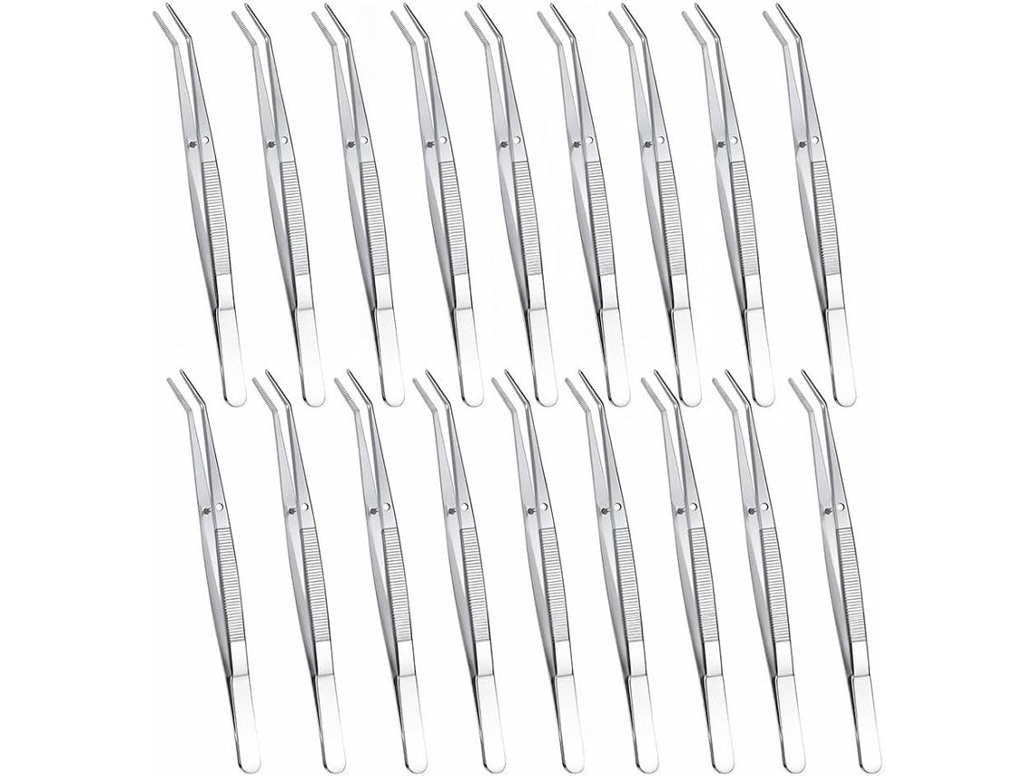 Pinzas De Acero Inoxidable De 18 Pulgadas Con Puntas Curvas Dentadas.