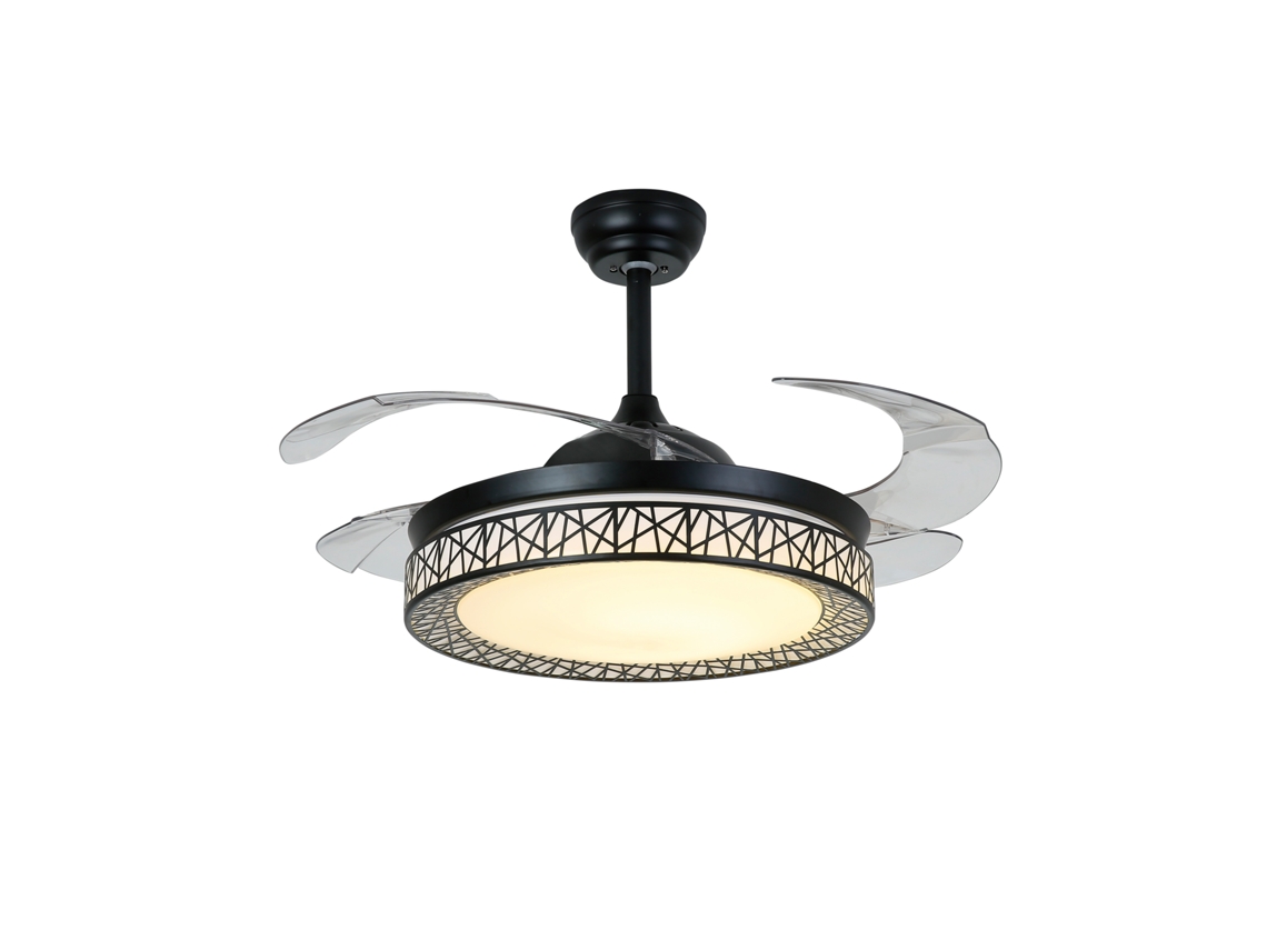 Ventilador de Techo Nido Negro 4 Aspas Retráctiles 72W Led 3000-4000-6000K Alt.35Xd.108/50Cm FERRIMEX