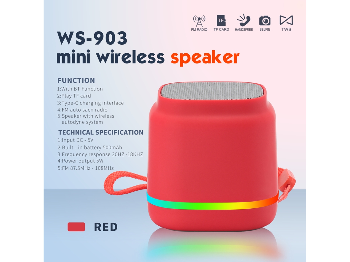 Coluna Bluetooth Eifson Mini Altavoz De Audio Ws-903 (rojo)