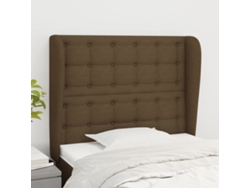 Cabecero Con Orejas De Tela Marrón Oscuro 93x23x118/128 Cm