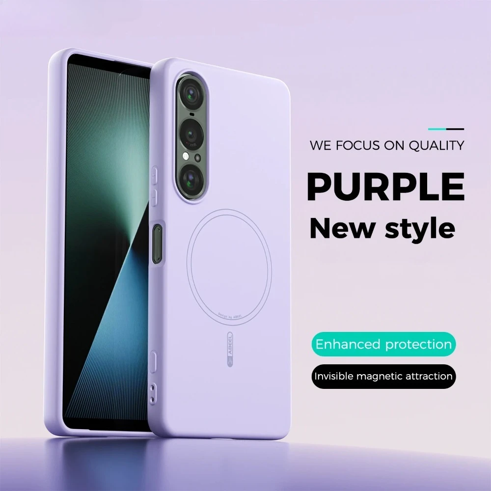 (morado Claro, Sony Xperia 5v) Elegante Y Suave Funda Protectora De Silicona Líquida Con Cierre Magnético, Compatibilidad Con Magsafe Y Protección Contra Caídas.