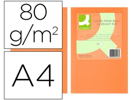 Papel Color Q Connect Din A4 0Gr Naranja Intenso Pack De 500 Hojas