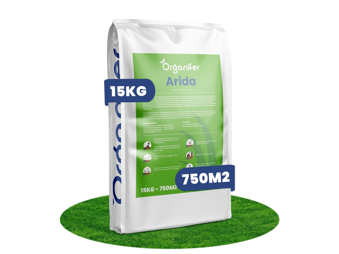 Semilla de césped árido resistente a la sequía (15 kg) para 750 m² Organifer