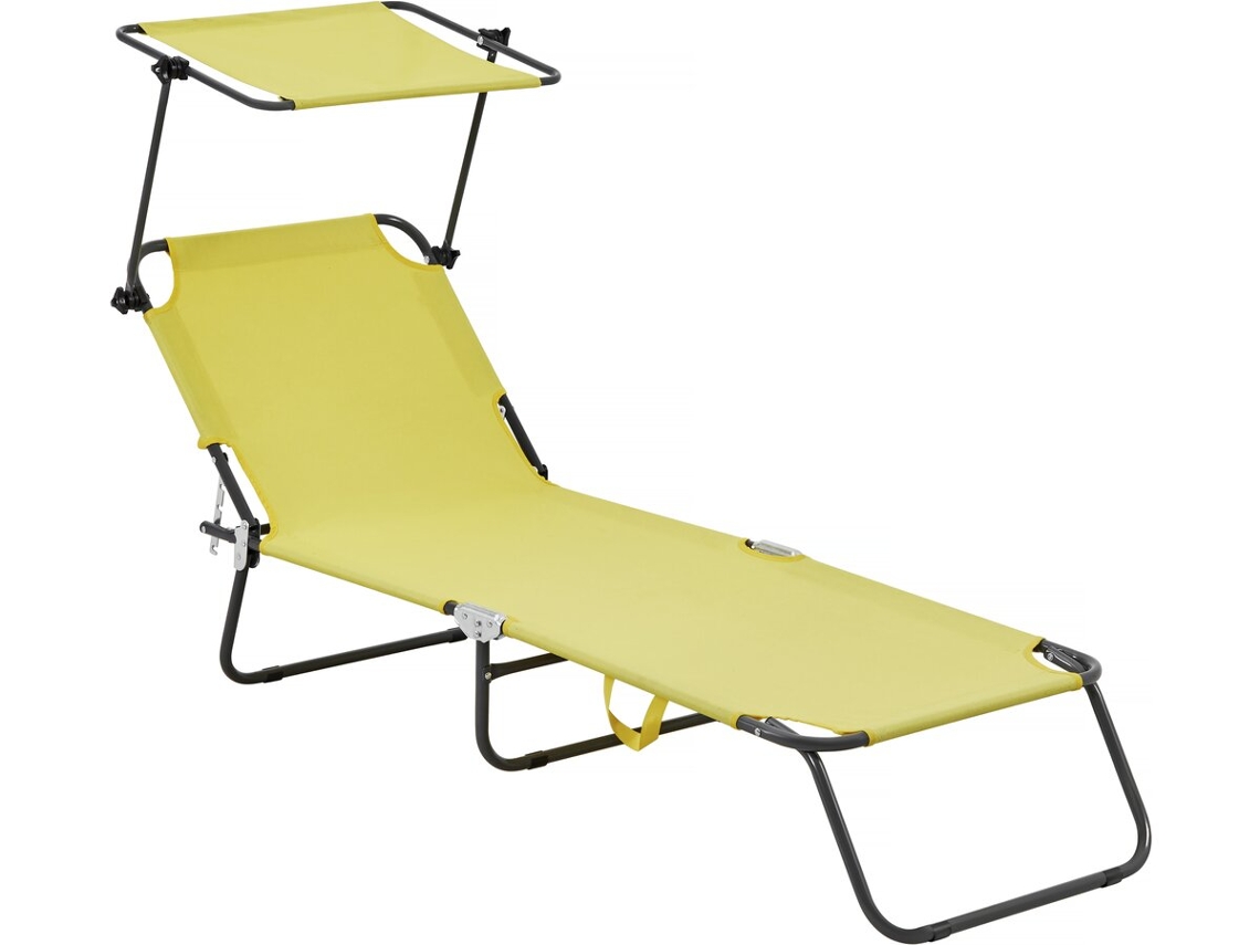 Sillón plegable Lazy con sombrilla Amarillo Habitat Et Jardin