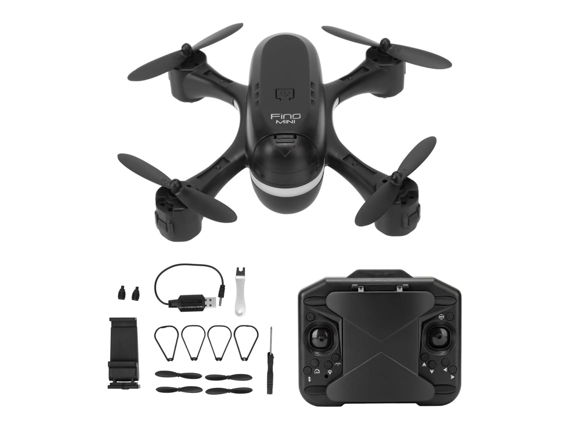 Ats-drone Mini Cuádruplo Con Luz Led Y Retorno Control Remoto Para Principiantes Negro Lente Simple