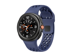 Bracelete Para Samsung Galaxy Watch 8 / 8 Classic - Silicone Com Fivela Reversa Preta No Estilo Clássico - Azul Meia-noite