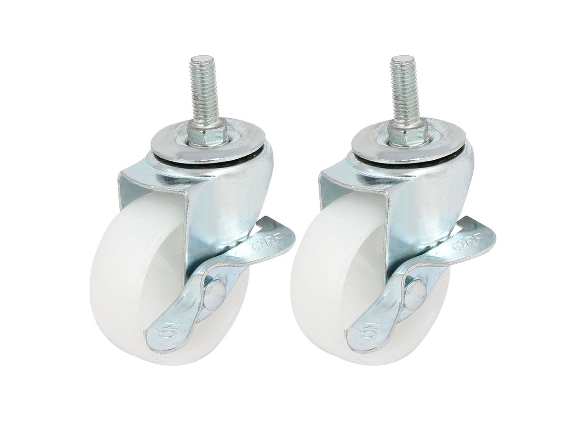 Rueda Giratoria Universal Con Freno Y Perno Roscado M10x25mm De 2. 5 Pulgadas De Diámetro.