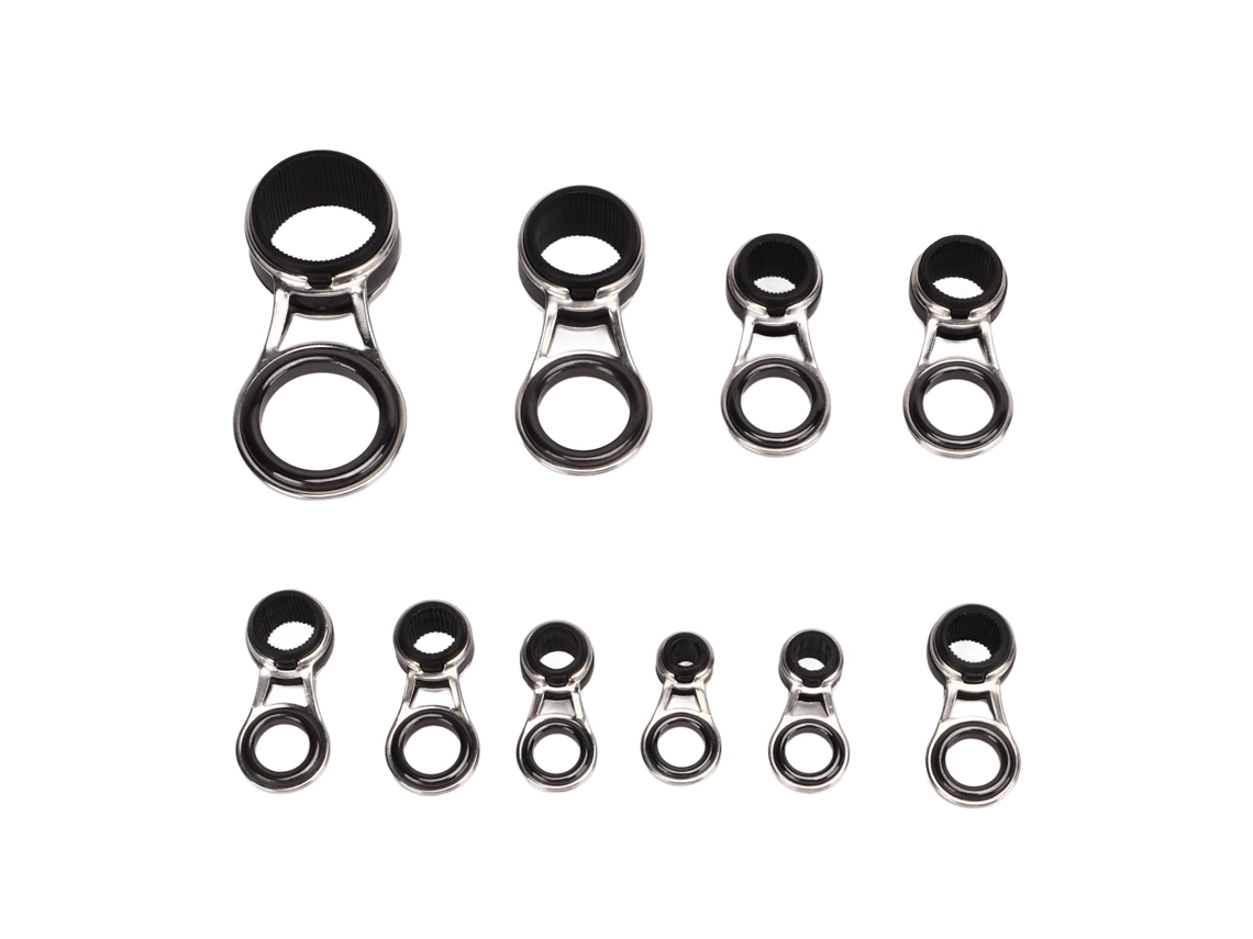 10pcs Anillos Guía Caña Pesca 5 Tallas Cerámica Acero Inoxidable Kit Reparación Punta Caña Pesca Casting