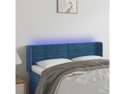 Cabecero Con Led De Terciopelo Azul Oscuro 147x16x78/88 Cm