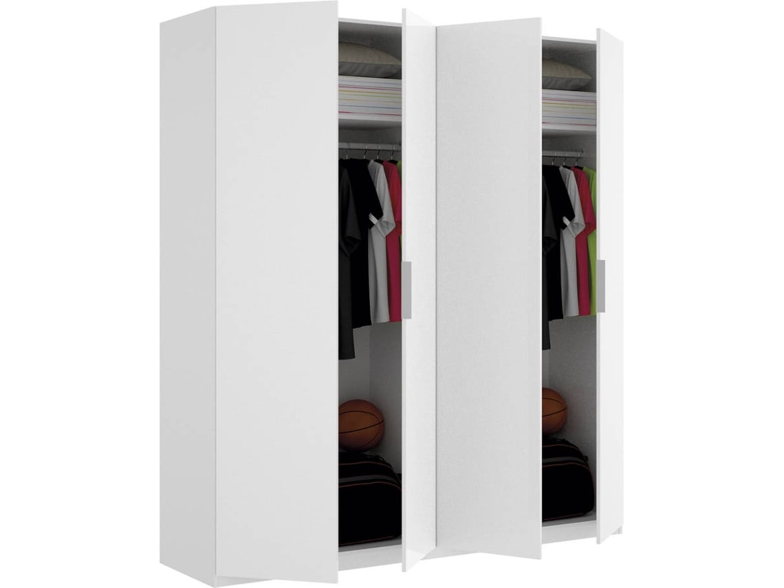 Armario 4 Puertas DKIT Essen (Blanco Brillo - 204x180x52 cm)