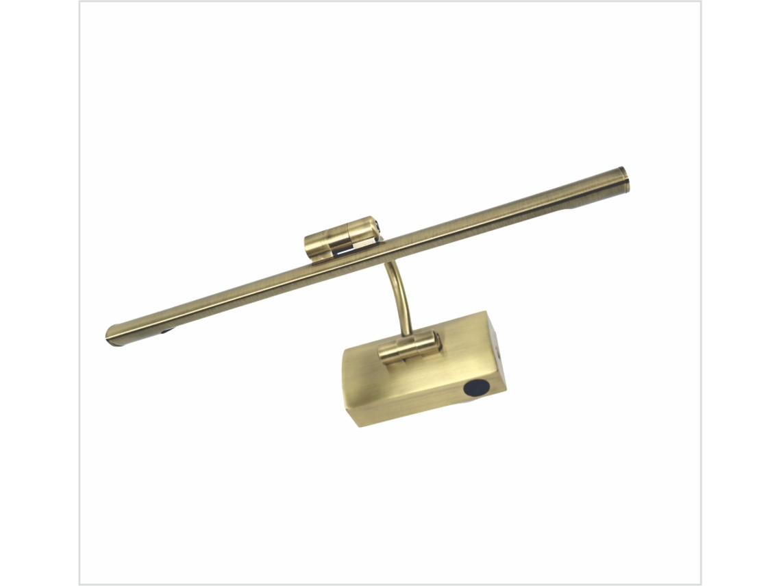 Aplique LED de pared para iluminar cuadros, espejos, 7W estilo tradicional, luz cálida 3000K, acabado bronce, articulado. 34cm, con interruptor PAPUQ
