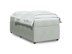 Cama Box Spring Con Colchón Terciopelo Gris Claro 90x190 Cm