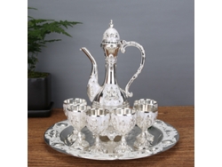 Juego De Vino (blanco Plateado), Decoración Para El Hogar Estilo Corte