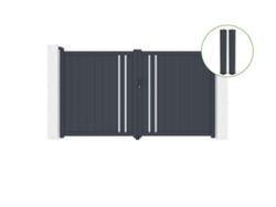 Puerta abatible 3m GIONA H.180 aluminio gris 2 postes 20x20cm H.190cm CASANOOV