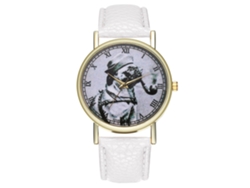 Reloj Antiguo De Moda Perro Fumador Para Mujer Y Hombre Con Correa De Cuero Blanco