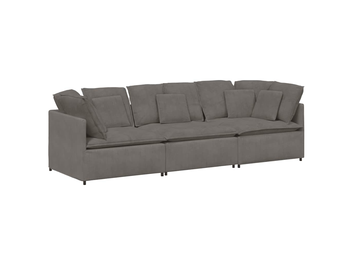 Sofá modular con cojines en tejido de pana gris claro MAISON EXCLUSIVE