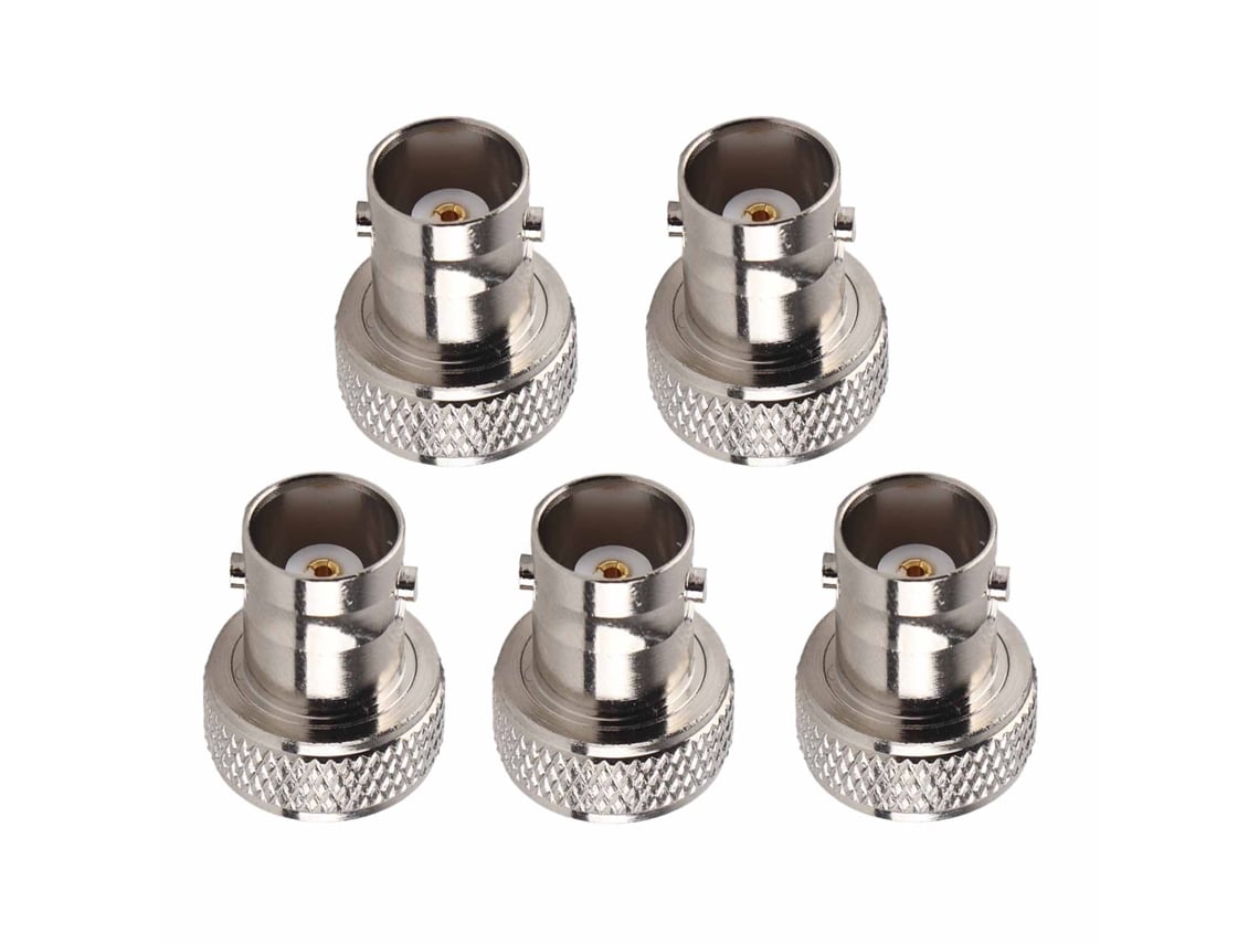 5 Adaptadores Rf Bnc Fêmea Para Sma Fêmea Conector Coaxial Latão Prateado Com Níquel 50 Ohm