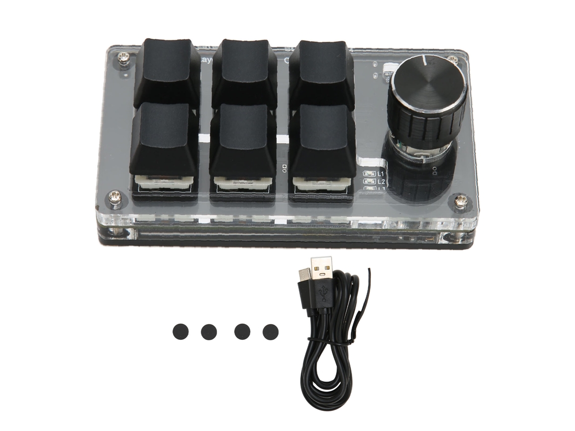 Mini Teclado Mecánico De 6 Teclas Con Perilla Giratoria, Interruptor Azul, Usb, Bluetooth, Programable.