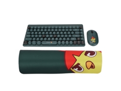 Combo Teclado E Mouse Sem Fio Usb 2.4g 86 Teclas Design Ergonômico Silencioso 1200dpi Verde
