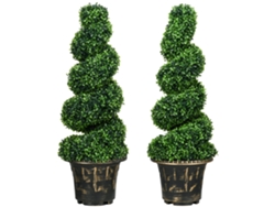 Juego De 2 Plantas De Boj Con Protección Uv En Macetas De 90 Cm Para Interior Y Exterior.