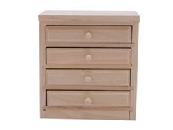 Mesita De Noche De Madera A Escala 1:12 Para Casas De Muñecas Con 4 Cajones - Miniatura Realista