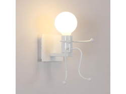 Aplique De Pared Creativo Con Forma Humana, Estilo Retro Moderno En Negro, Portavelas Blanco E27
