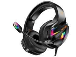 Auriculares para juegos con micrófono con cancelación de ruido, 4 modos de iluminación RGB, color negro