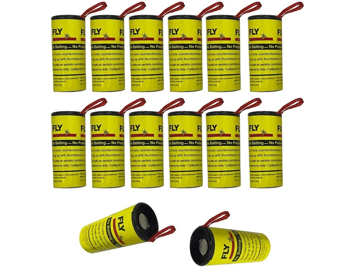 Trampas para moscas superadhesivas para uso en interiores y exteriores, papel para moscas no tóxico e inodoro, atrae insectos voladores, juego de 16 piezas