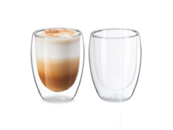 Relaxdays Latte Macchiato Flakes, Conjunto de 2, Copo Duplo, 350 ml, Lavável na Máquina de Lavar Louça, Flocos de Café