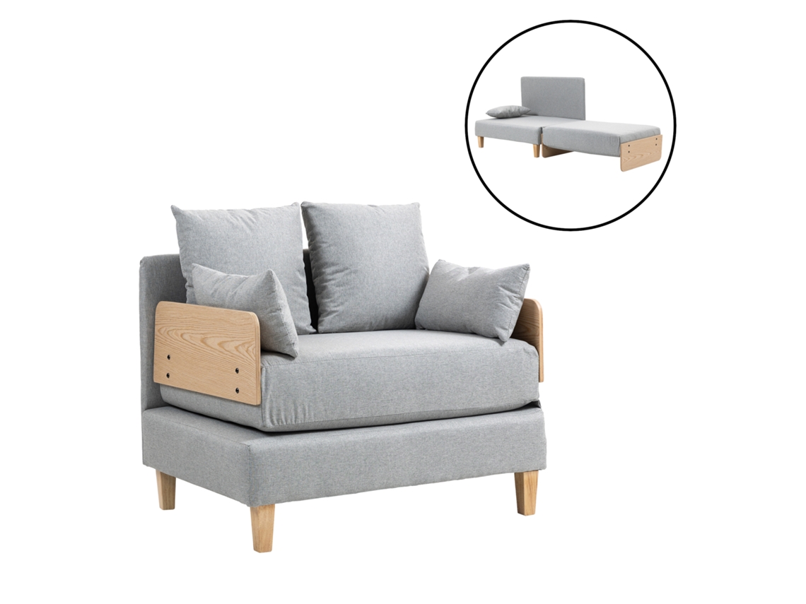 Sofá cama Seinlus de 1 plaza, 81 x 88 x 68 cm, gris claro. [EN.CASA]