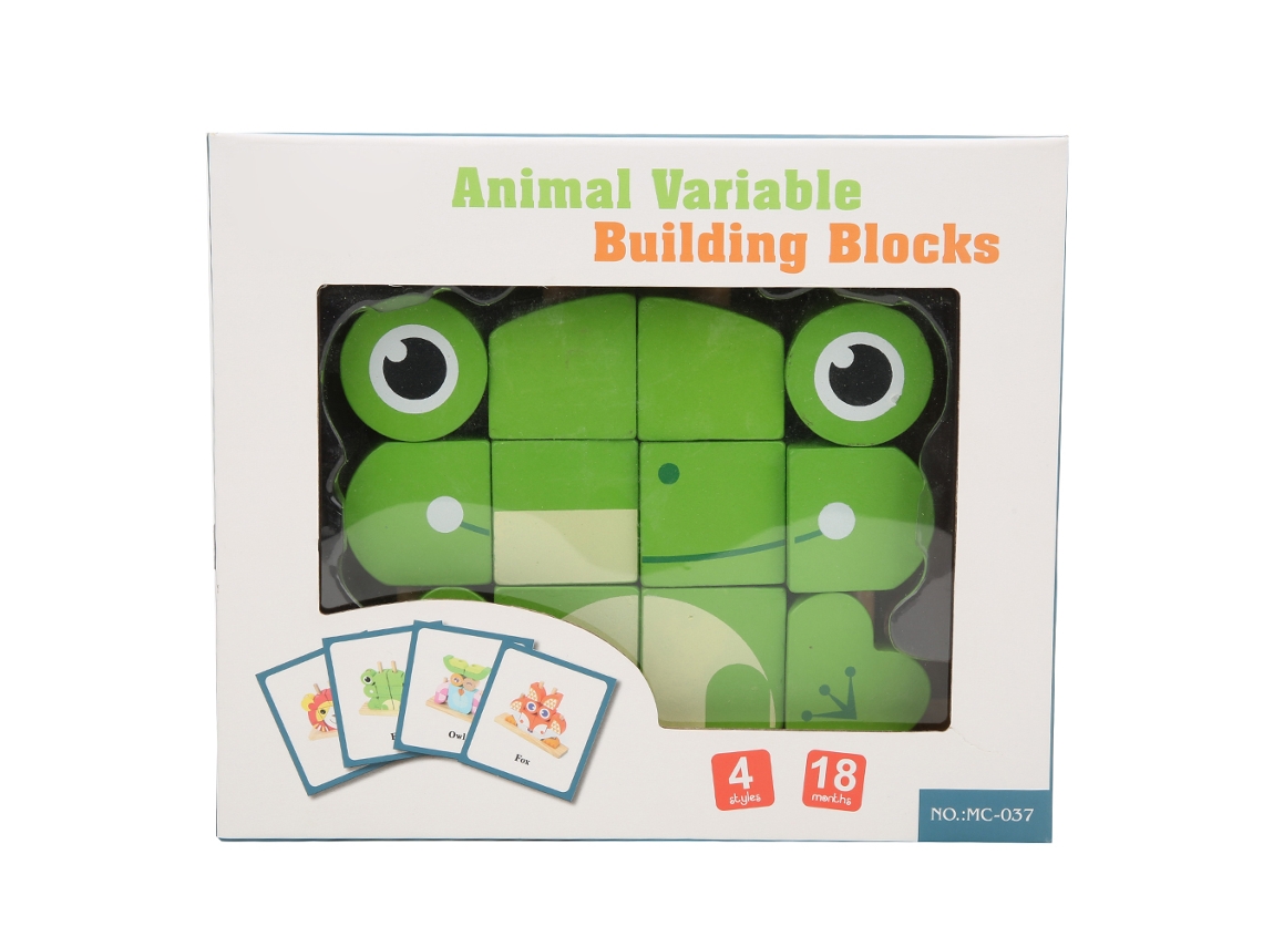 Brinquedo De Bloco De Madeira Inteligente Animal Cartoon Sapo Para Crianças De 3-6 Anos