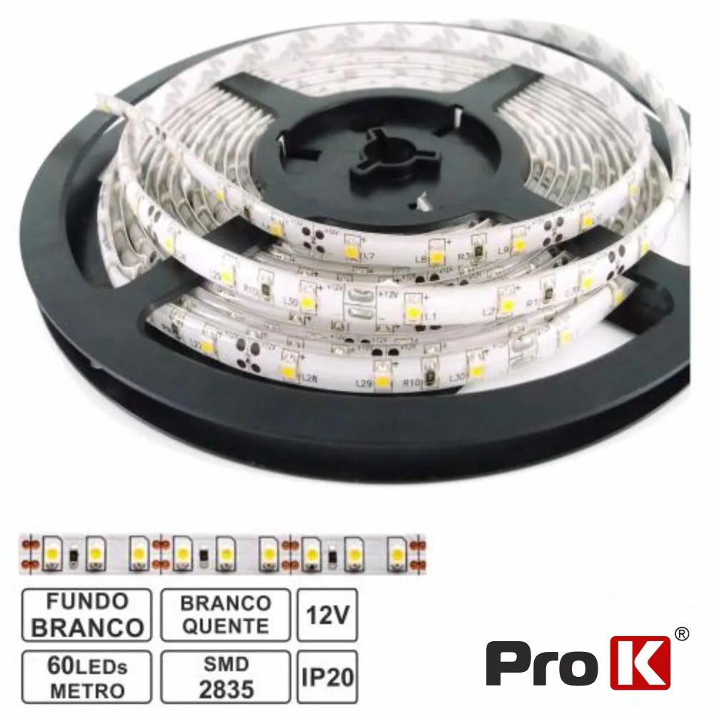 Tira de 300 LED 2835 blanco cálido 12v 5m PRO K
