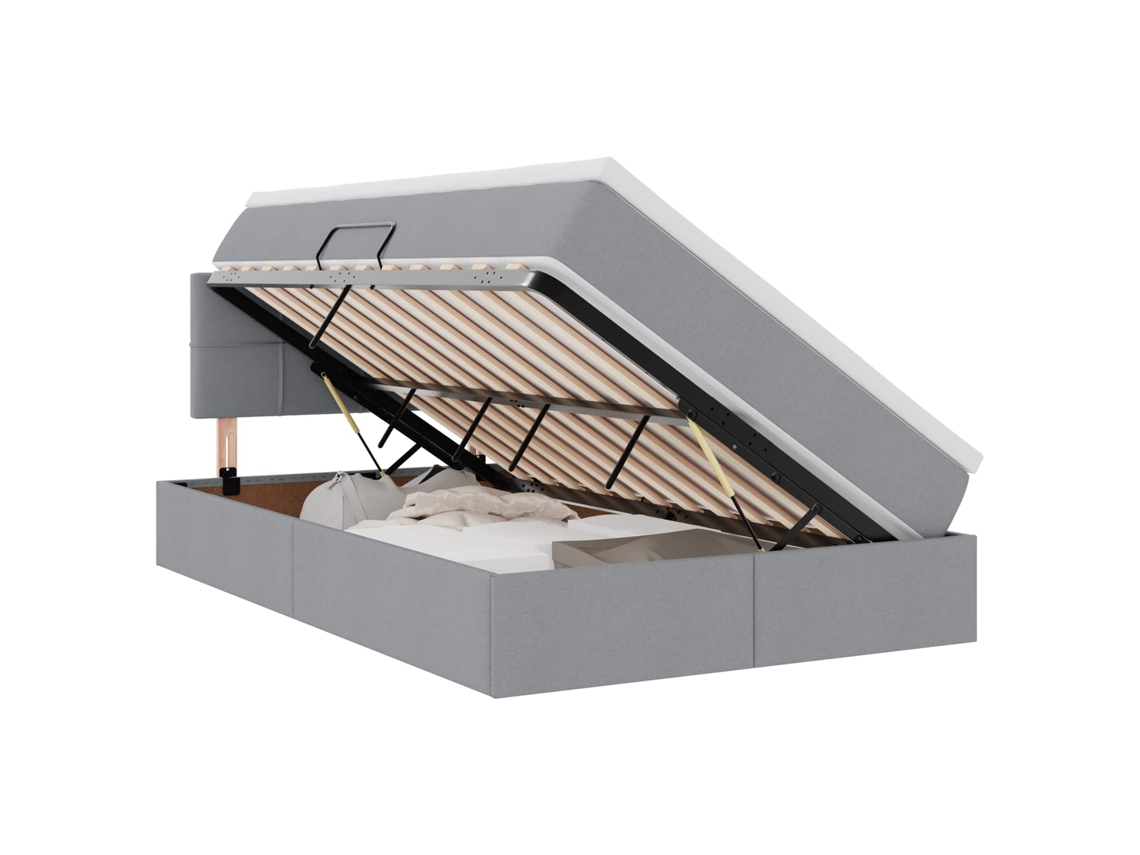 Syfax™ Cama Con Almacenamiento Y Colchón Gris Claro 120 X 190 Cm
