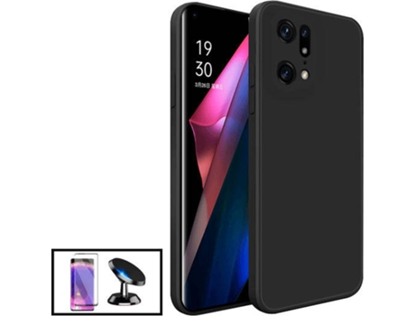 Kit Carcasa + Protector de Pantalla + Soporte Oppo Find X5 GIFT4ME Negro
