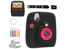 Cámara instantánea, cámara de impresión para niños con impresora y tarjeta de 32 GB (negra) Spqment