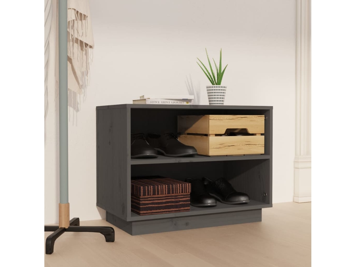 Zapatero Organizador 60X34X45 Cm Madera de Pino Maciza Gris