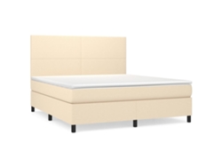 Cama con somier VIDAXL (Beige - Tela - 203 x 160 x 128 cm)
