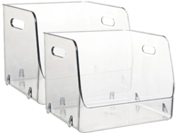 Juego De 2 Pequeñas Cajas De Almacenamiento Transparentes Apilables De Plástico Rígido,