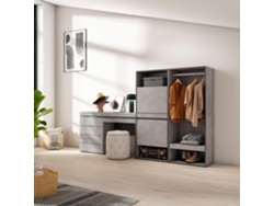 Zapatero, 247x145x35 cm, Dormitorio, habitación, Vestidor abierto, Cómoda, Cajonera, Tocador, Cemento SKRAUT HOME
