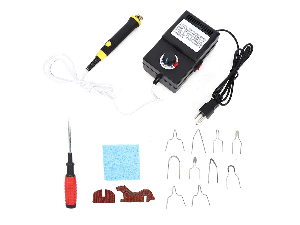 Conjunto de Ferramentas de Pirografia 25w Caneta de Queimadura Madeira Couro com 10 Pontas
