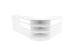 Conjunto de mostrador comercial Europa | Blanco | LM60 B900 C900 TB60 | MDF y vidrio templado | Estanterías MonsterShop