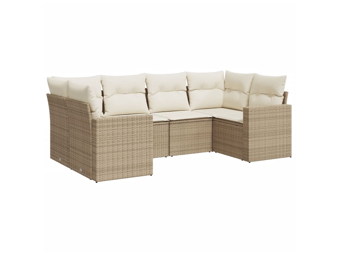 Maison Exclusive - Conjunto de sofá de jardín de 6 piezas con cojines de mimbre, color beige