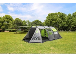 Tienda de campamento familiar de 4 salas - Amplio y cómodo 570 x 320 x 200 cm Verde y gris TRENDYFLAIR