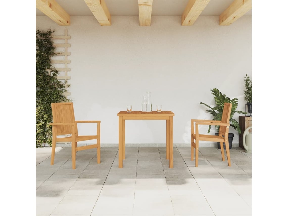 Juego de comedor de jardín de 2 piezas de madera maciza de teca Dkd Home Decor