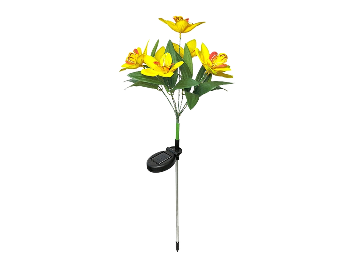Lámpara Solar Led Con Forma De Flor Para Jardín Exterior, Resistente Al Agua, Decoración De Césped, Amarilla, Ip44