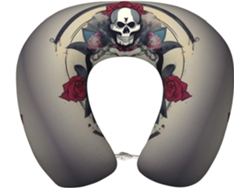Almohada Viaje Forma Calavera Espuma Viscoelástica Poliéster, Soporte Relajación, Fácil Viajes