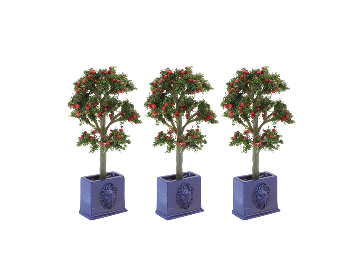 3pcs Plantas Artificiales De Casa De Muñecas Miniatura, Modelos De Árboles Frutales Para Decoración En Escala 1:12